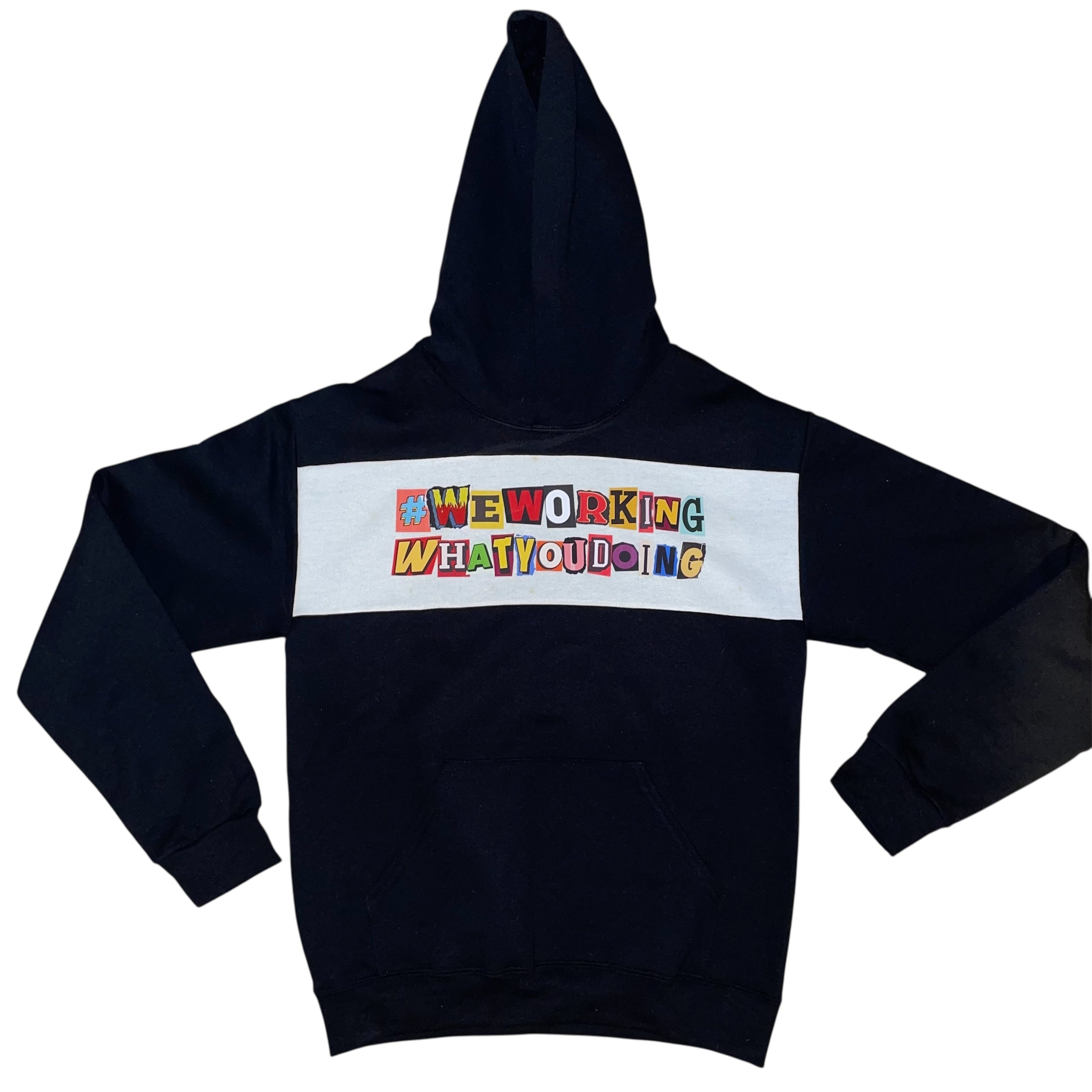 Black Colorblock "Ransom Note" Hoody *1 OF 1* Small