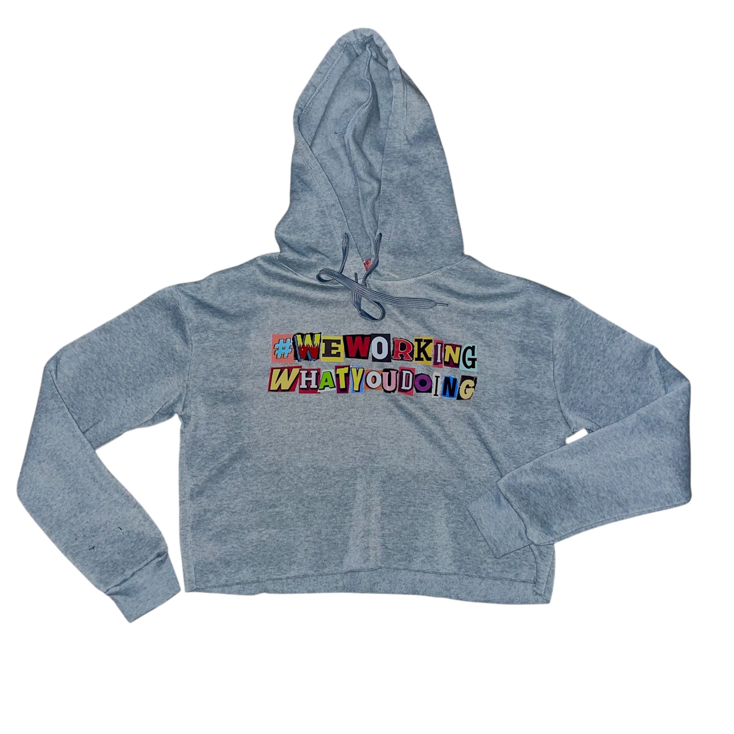 Grey "Ransom Note" Ladies Crop Hoody *1 OF 1* MEDIUM